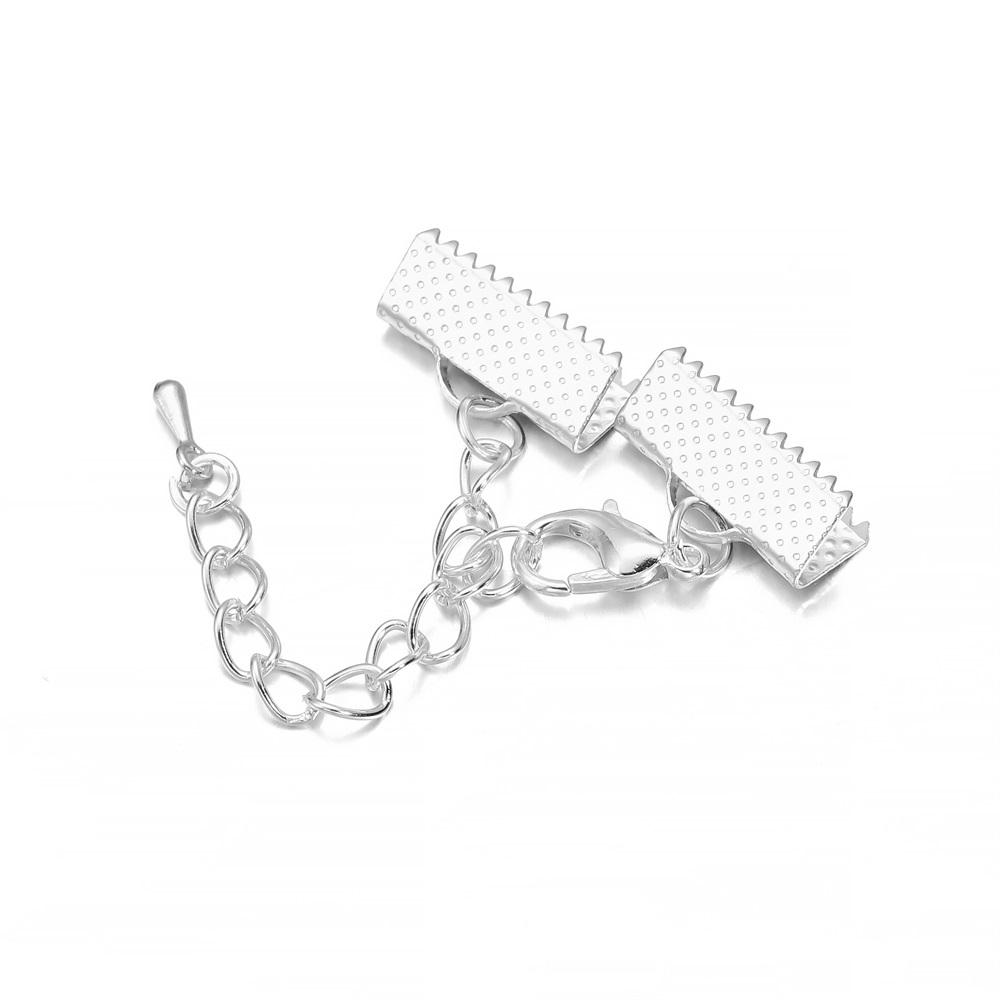 10Pcs Ribbon Leather Cord End Fastener Clasps Extender Chain Lobster Clasps Connectors For Jewelry Making Diy Bracelet Findings