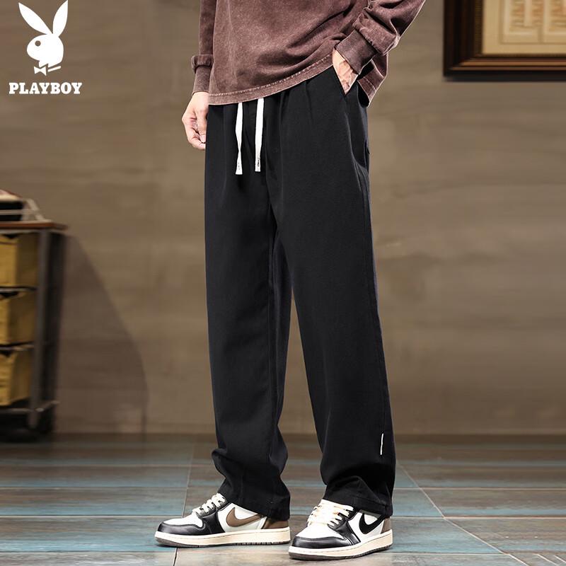 PLAYBOY Men's Casual Loose Straight-Leg Cargo Pants