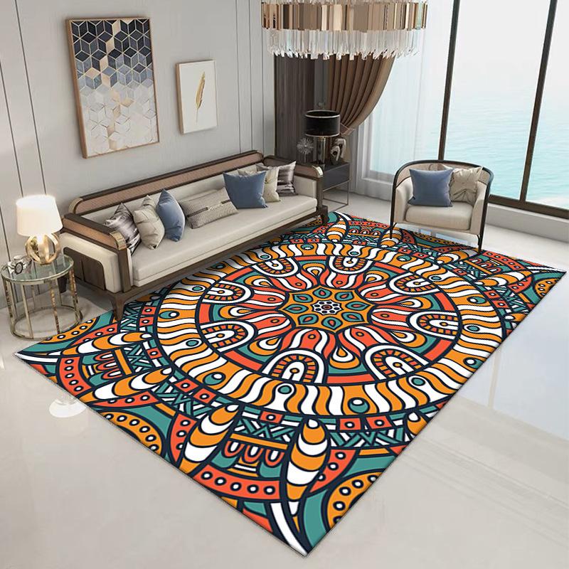 Vintage Printed Carpet Brightly Colored Home Decor Rugs Anti-slip Mat for Living Room Bedroom Balcony Indoor and Outdoor Venues