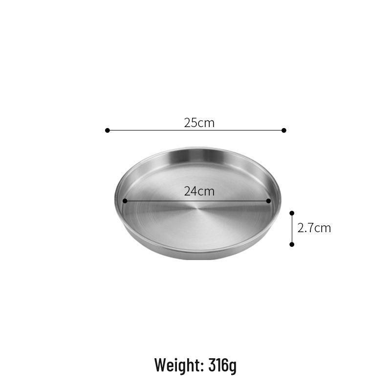 

Поднос из нержавеющей стали в корейском стиле - Утолщенная круглая тарелка для приготовления на пару, холодной кожи, рисовой лапши 34cm Round Tray
