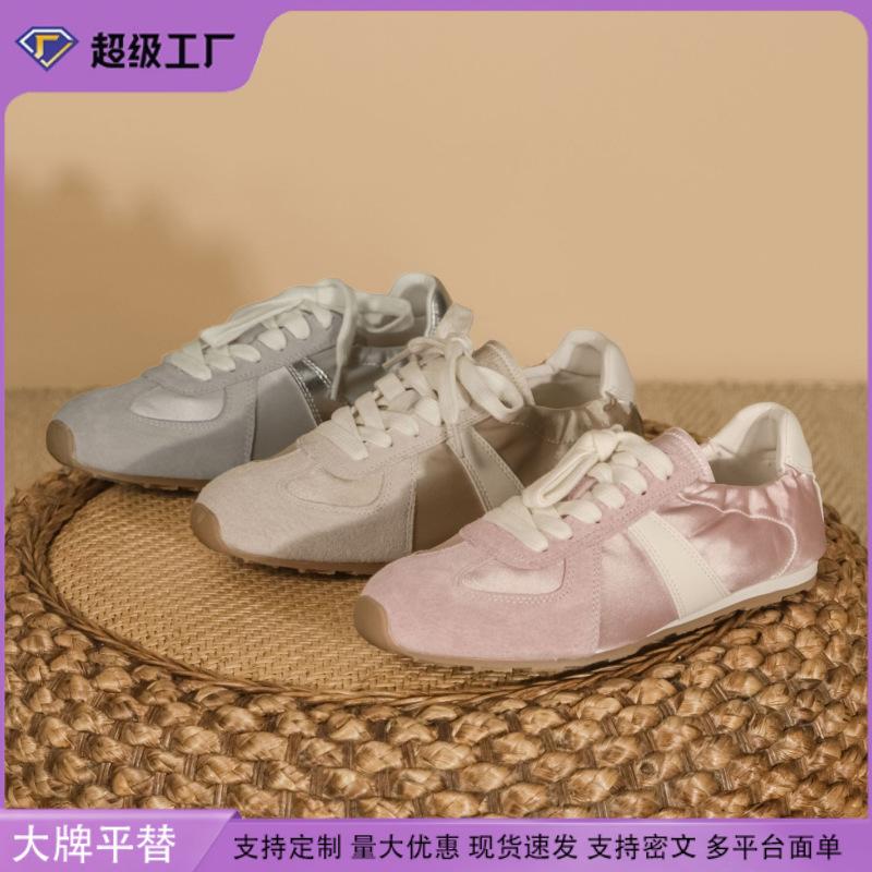 2025 summer new casual women's shoes soft sole not tired feet sweet wind sports casual shoes satin high-end shoes