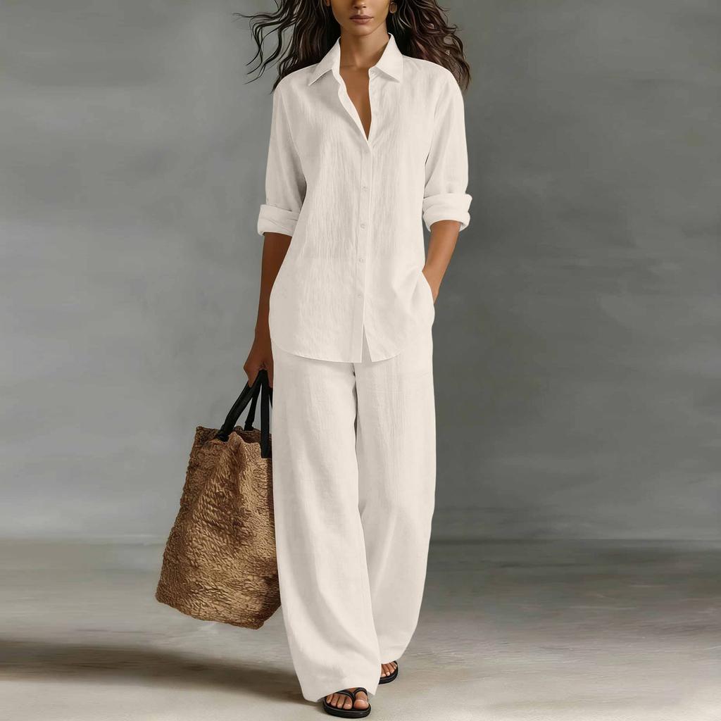 Fashionable And Sexy Women's Spring And Summer Retro Elastic Waist Strap Linen Suit Women's Fashion Color Casual Two-piece Set