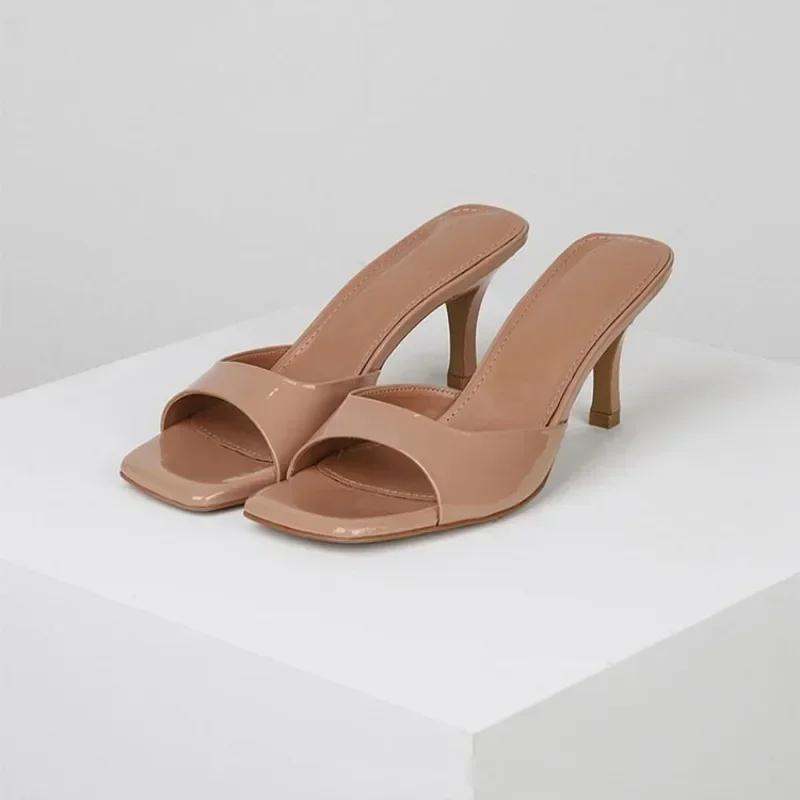 Sommer Damen Offene Zehen Hausschuhe Quadratischer Dünner Absatz Zum Hineinschlüpfen Mules Outdoor Kleid Büro Damen Sandalen mit Absatz