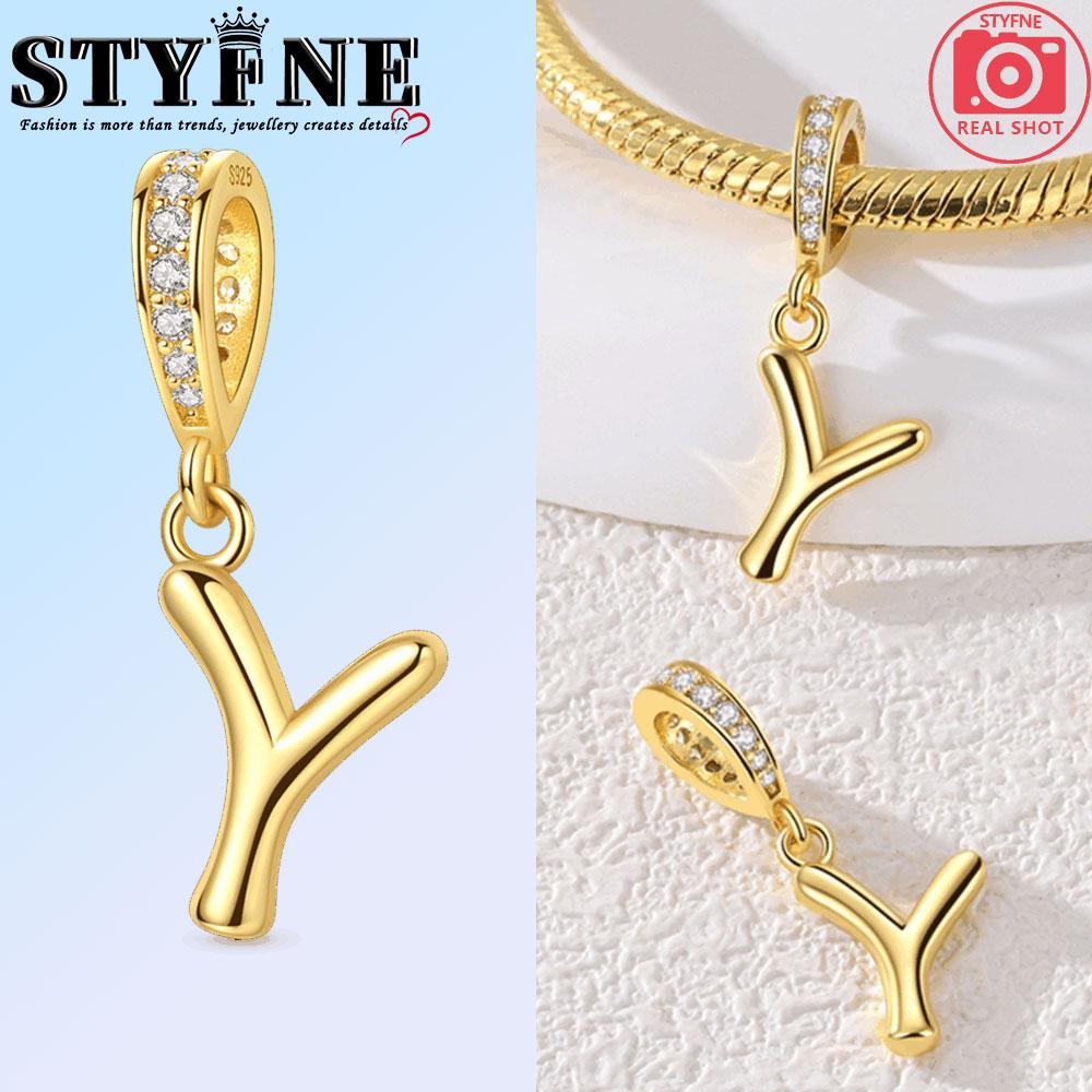 Fit Original Bangle Bracelet Diy A-Z Alphabet Charms Bead Copper Zircon Love Letter Dangle Pendant Jewelry Gift