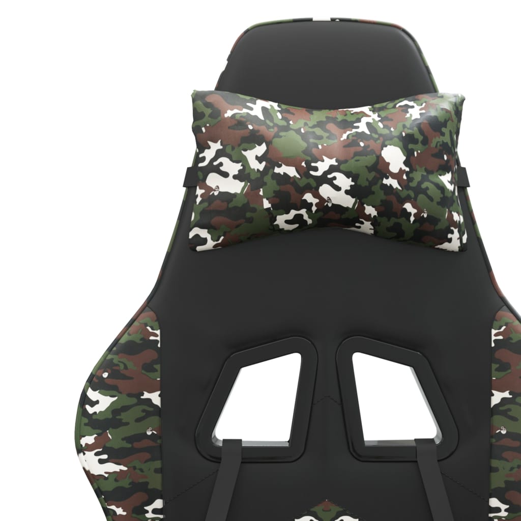 Gaming Chair Swivel Black and Camouflage PU Leather