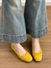 Yellow Single Shoes Women's 2025 New Summer Soft-soled French Evening Bow Flat-bottomed Super Fire Ballet Shoes