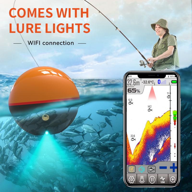 F68 Trådløs Ekkolodd Sonar Undervanns HD Smart WIFI Mobiltelefon Fiske Detektor Dual-Frekvens Ekkolodd