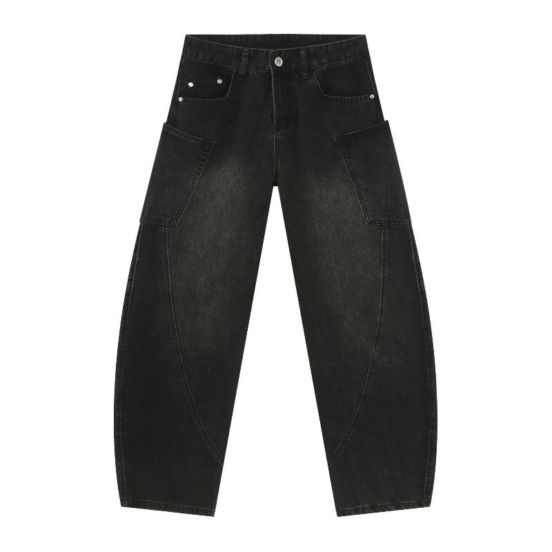 

Vintage Gallery-shaped Machete Jeans Men s Loose Structure Design Sense Wide-leg Pants Straight Loose Jeans for Men Fashionable and Comfortable Pants XL чорний колір сірий