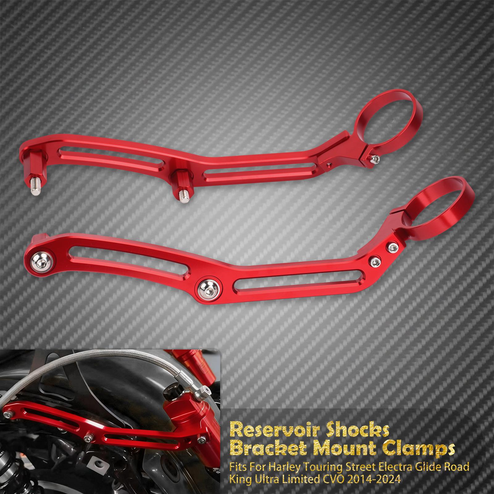 

Motorcycle Shock Absorber Remote Reservoir Bracket Mount Clamps For Harley Touring Road King Street Glide Electra Glide 2014-Up Reservoir Brackets B