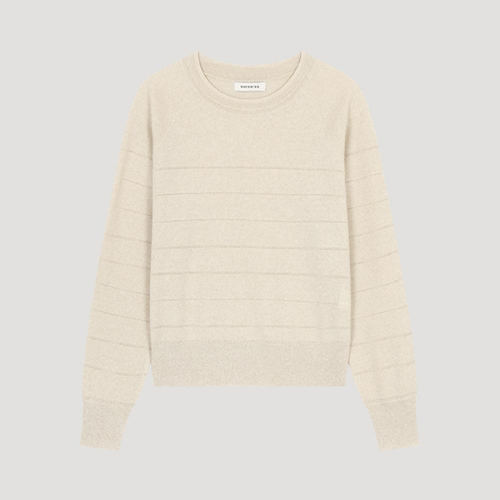 

[shins Miss] Metal Punching Stripe Knit Sskpoo11030 Cr creamy/55