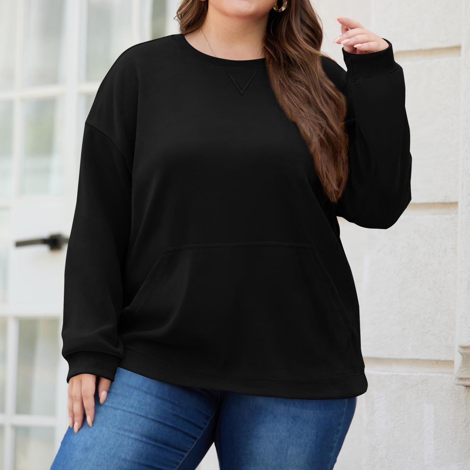 

Толстовка большого размера для женщин, оверсайз, с круглым вырезом, с длинным рукавом, пуловер XXXXXXL