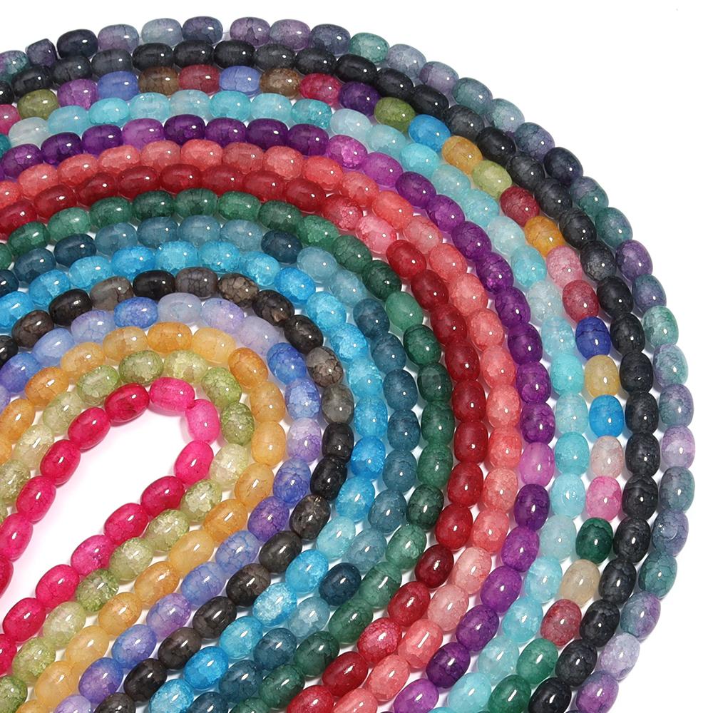28pcs/lot 10x14mm Colorful Glass Beads Barrel Shape Loose Spacer Beads For Jewelry Making DIY Bracelet Necklace Accessories