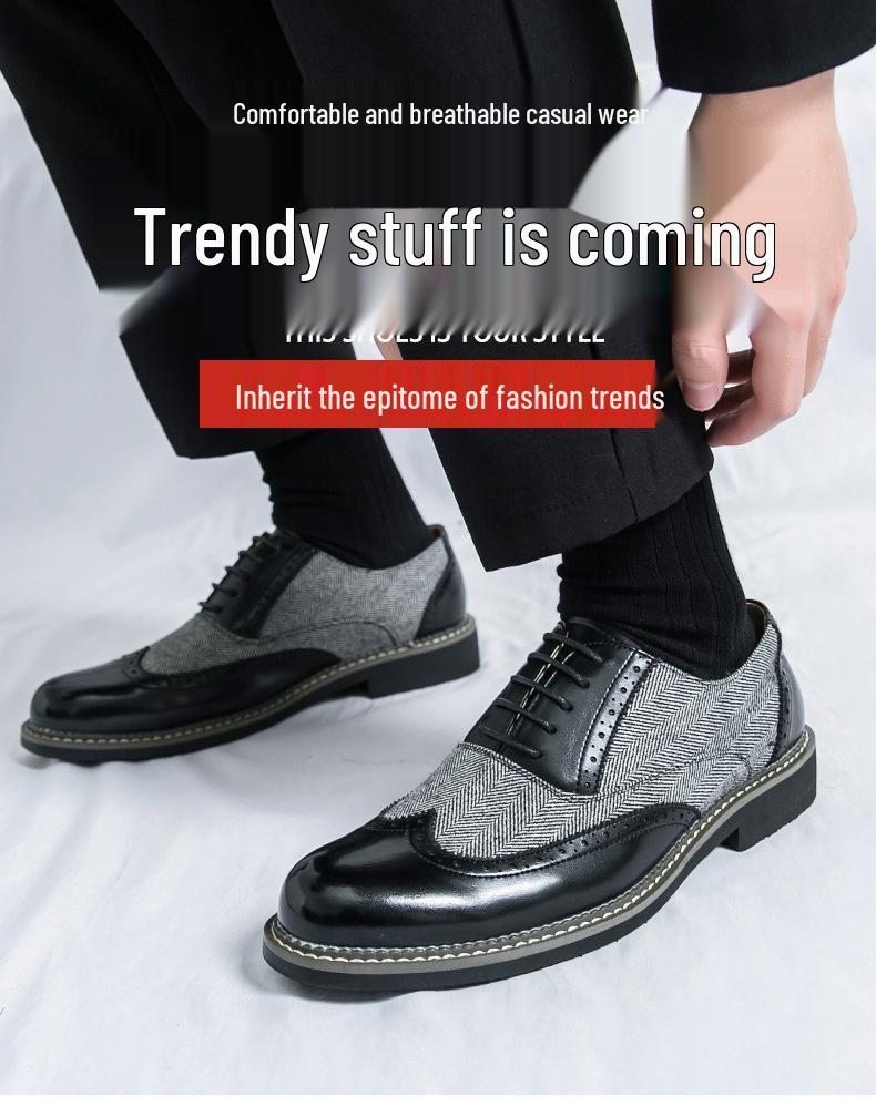 2025 Plus Size Pointed Toe Leather Brogues: Versatile European Style Formal & Casual Men's Shoes