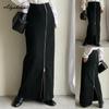Korean Fashion Autumn Winter Women Stylish Maxi Long Skirt High Waist Black Knitting Zipper Skirt Split Knitted Feminine Classical Skirts Womens