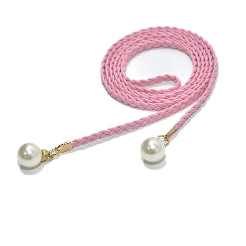 Meier Women s belt - ladies pearl buckle embellished braided skinny waist belt - perfect for skirts - in stock 135cm розовый