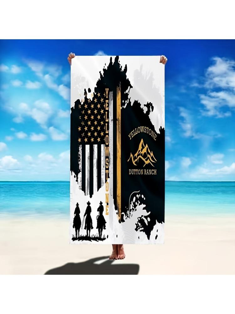 

1pc Vintage Yellowstone National Park Beach Towel Super Absorbent Microfiber,Mountain Silhouettes,Gym Towel Retro Graphic Towel W30*H60(CM)