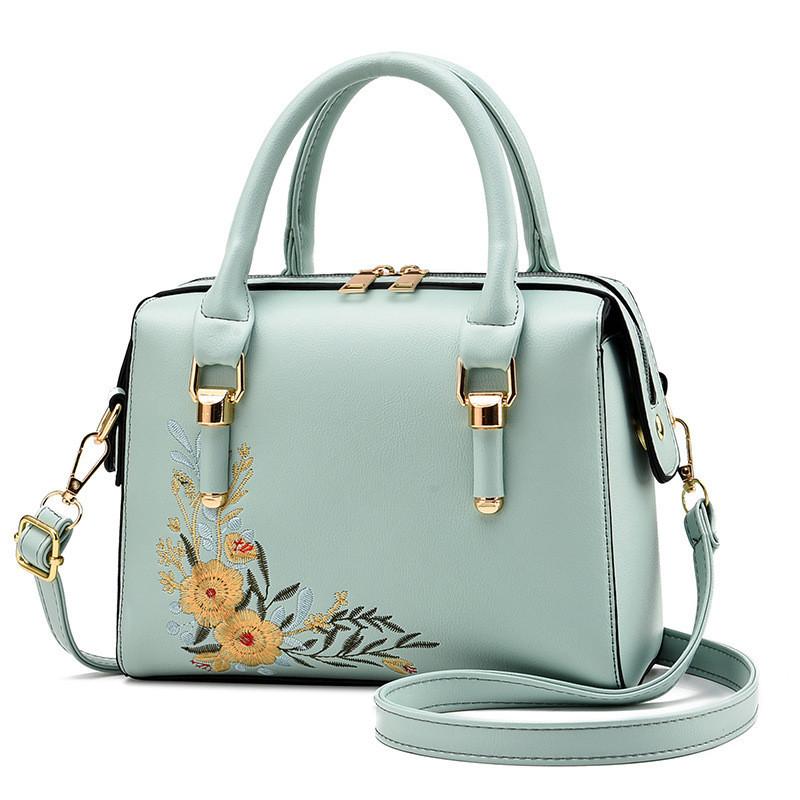 Style Pu Handbag With Embroidered Flowers For Daily Fashion And Casual Outings