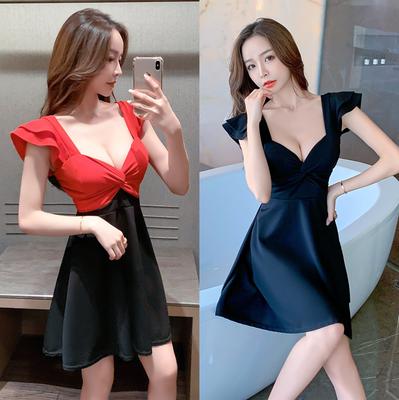 Damen Sommer Neu Träger Sexy und Dünn Kleines Abendkleid Schwarzes Kleid