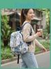 Ethnic Style Blue Elephant Canvas Backpack With Expandable Capacity For Travel And School Use