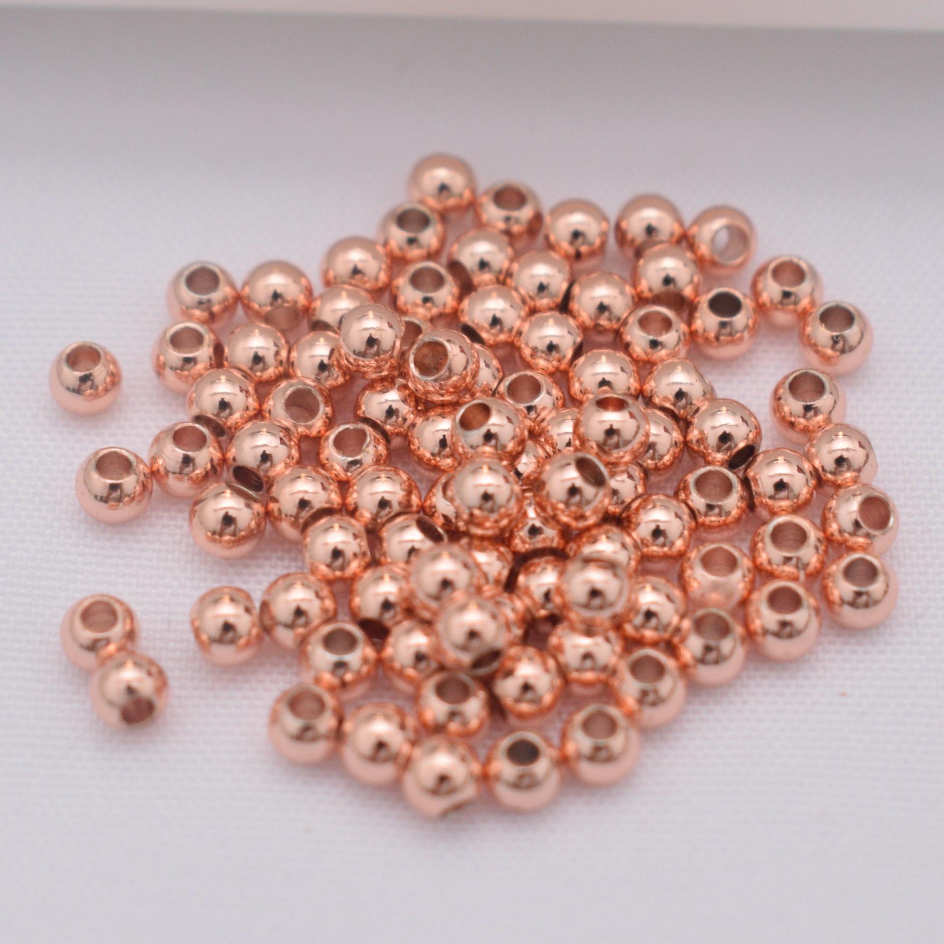 

100 шт. Намистин із 18-каратним золотом, які зберігають колір, гладкі суцільні намистини, дрібні золоті намистини своїми руками, аксесуари ручної роботи з бісеру та плетеної мотузки. C86 2mm