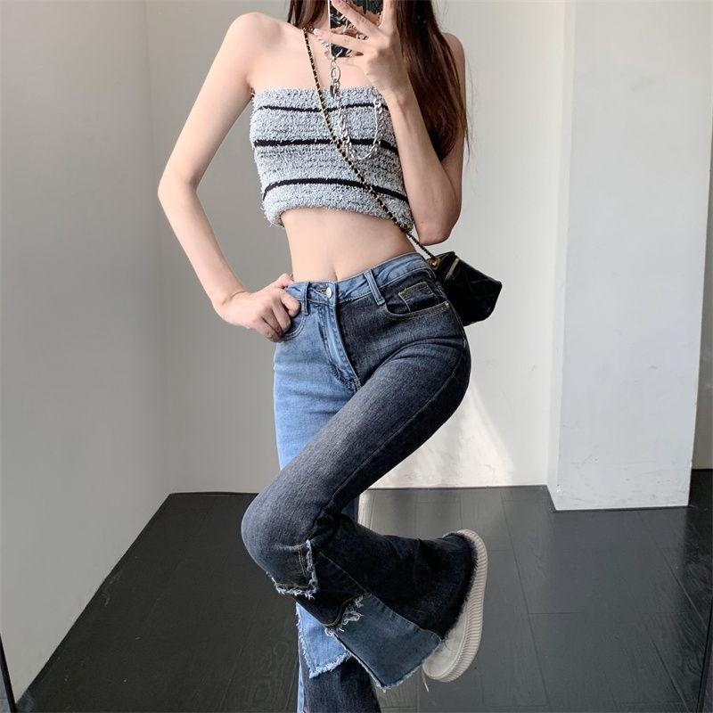 

Fashion Style Street Sexy Micro-Pull Denim Children High Waist Stretch Flared Pants Blue Fancy Tassel Patchwork Blue XL([Recommended 60.00 kg-67.50 kg]])