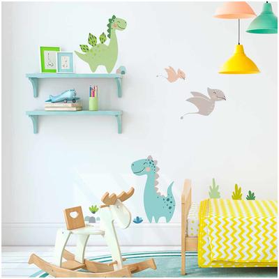 [Q9521] - Sheet of Stickers 'Dinosaurs' Green Gray - 50x70 Cm