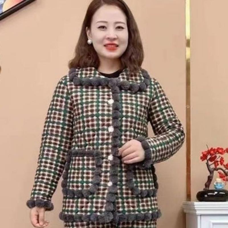 Women's Winter Warmth Plus Velvet Thick Cotton Jacket Fashion Floral Cotton Jacket