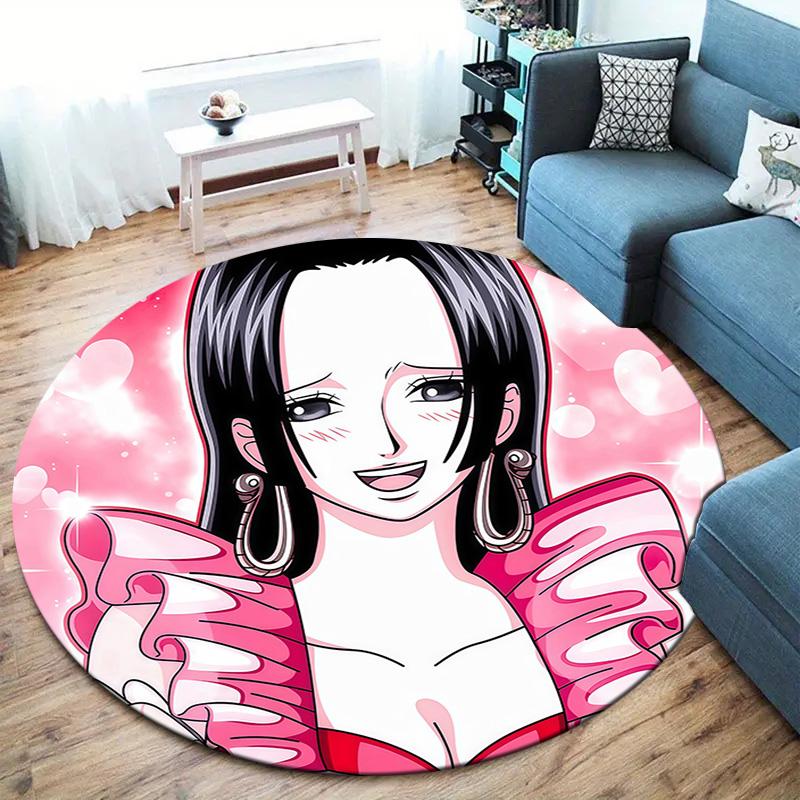 Anime One Piece Cartoon Round Area Rug Carpet Rug For Living Room Bedroom Sofa Playroom Decor Nonslip Floor Mat