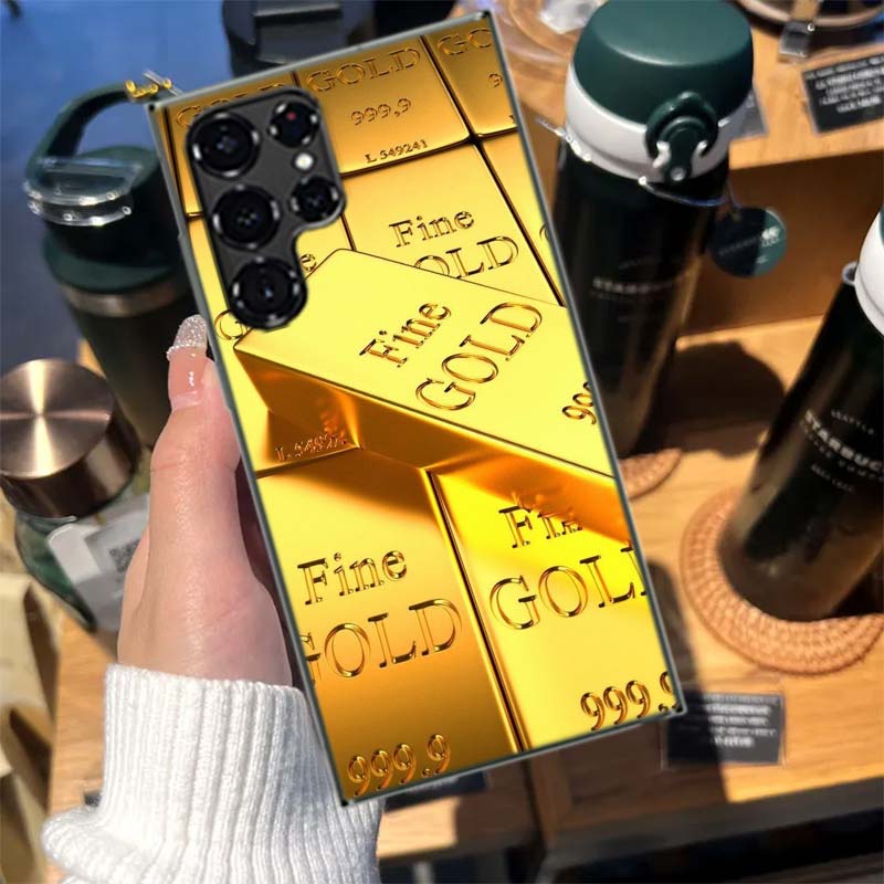 Goldbarren Reichtum und Finanzen Hüllen Handyhülle für Samsung Galaxy S26 Ultra S25 Edge S24 S23 FE S21 Plus S20 S22 S10 Abdeckung TPU Kappe