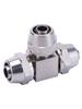 T-shaped Quick-Connect Pneumatic Fitting for High-Pressure Air Hoses, Nickel-Plated, Available in 4-12mm.