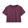 Front Shoulder Crew Neck Short Sleeve T-Shirt Women's Summer New American Spice Girl Style Solid Color Skinny Short Bottom Top