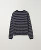 Poyueoaijeuonli If Stripe V-Neck Knit (Navy)