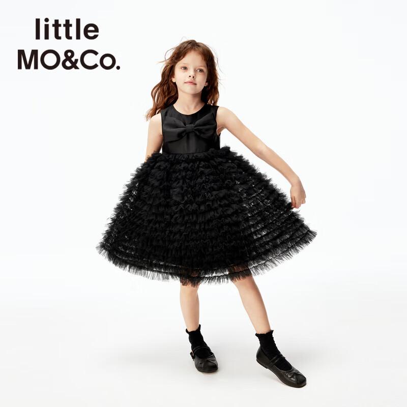

Little MO&Co. Черное сетчатое платье-туту с бантом для девочек, Осень 2025 140