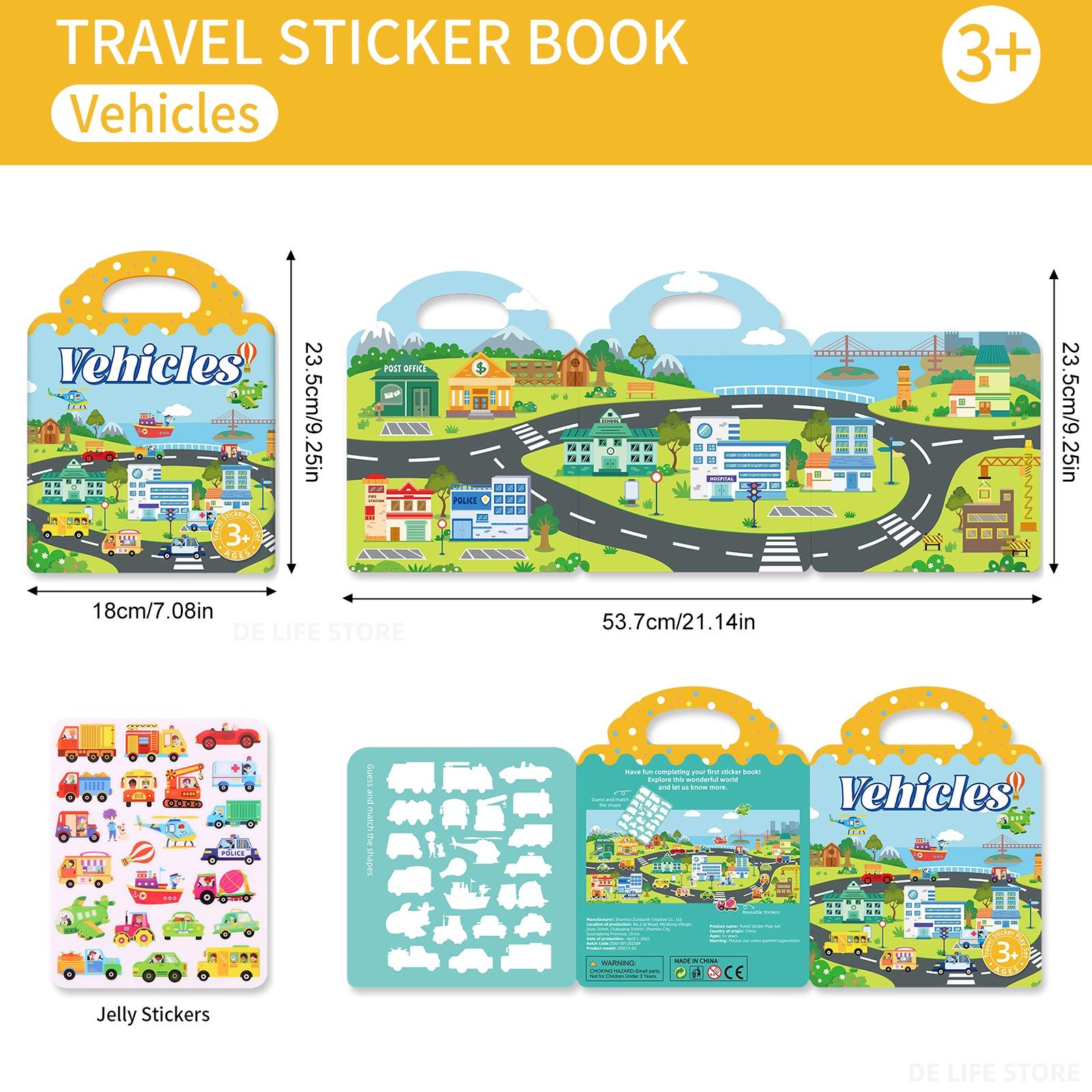 New Vehicle Jelly Stickers Reusable Children s Stickers Book DIY Scene Stickers Keep Kids Busy Creative Toy For Kids Gifts
