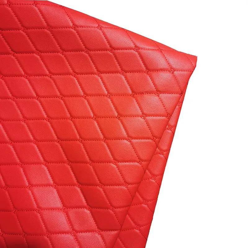 100x140cm Embroidery Quilted PVC Leather Fabric for Car Floor Mat Seat Decoration Faux Leathers Upholstery Wall Craft Material