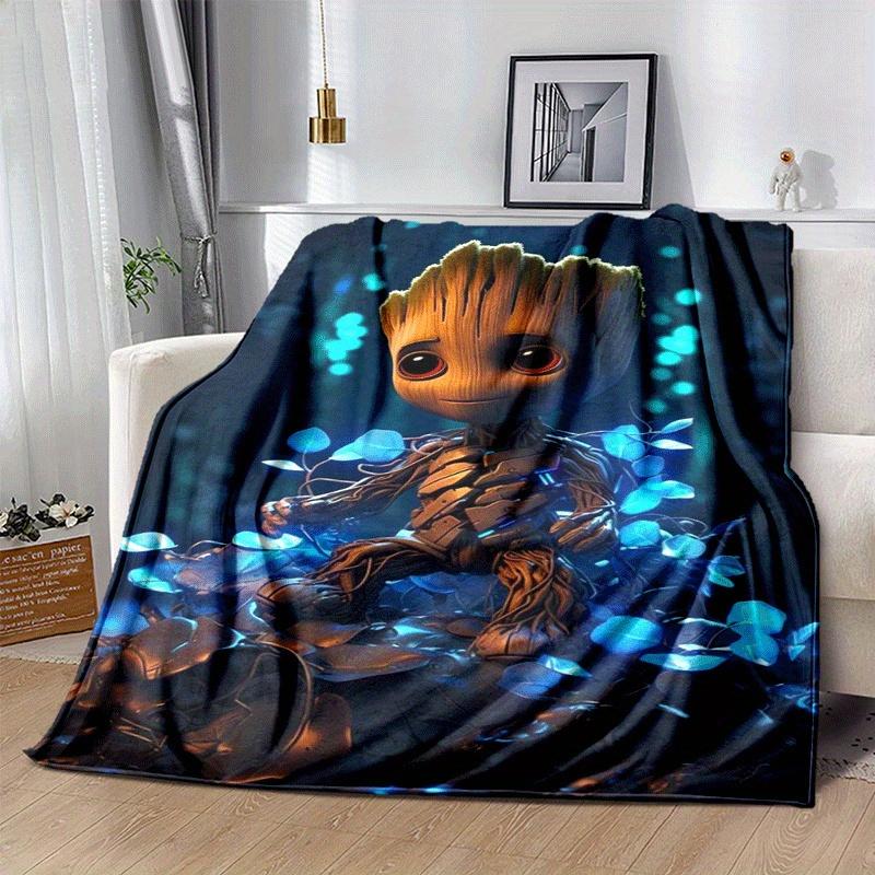 1pc Groot Printing Blanket - Soft, All-Season Throw for Office Blanket, Personalized Gift with Adorable Cartoon Design