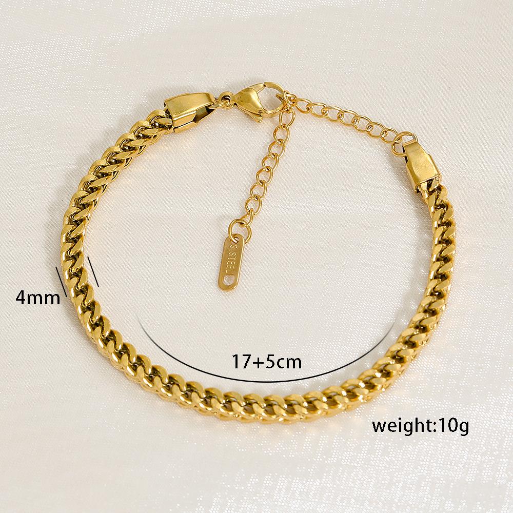 Hip Hop Cuban Bracelet Gold Plated V Type Double Row Men's Personality Light Luxury Versatile Style Retro