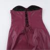 Vestidos Maxi Sexy sin Tirantes de Cuero PU para Mujer Moda sin Mangas Hombro Descubierto Vestido Plisado Ajustado Elegante Fiesta Vestido de Noche