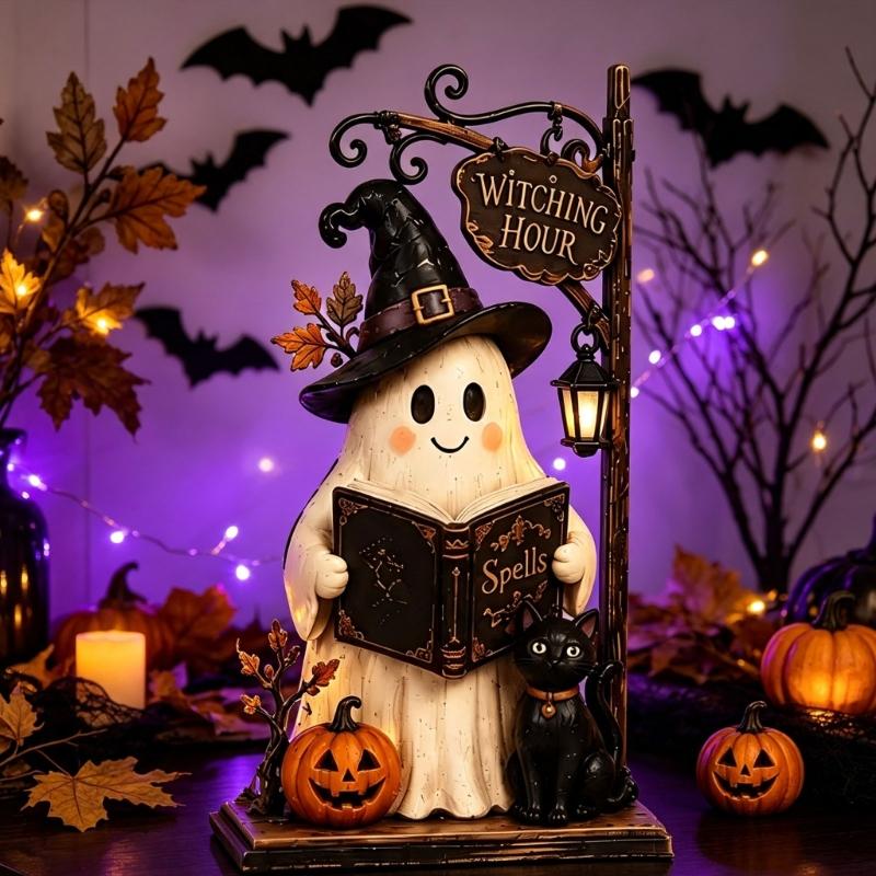 Halloween Schreibtischdekorationen Holz Tischplatten-Display Akzent für Kaminsims, Regal und Party-Dekoration, Ein ausgewählter Stil pro Packung