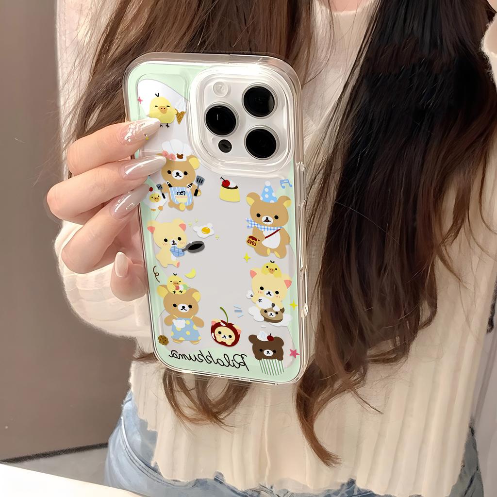 Rilakkumas Cartoon Bear Phone Case For Samsung Galaxy S25 S24 S23 S22 S21 S20 FE Note 20 10 Edge Plus Ultra Lite 5G Back Cover