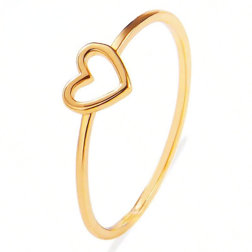 Minimalist Hollow Heart Ring, Copper Ring