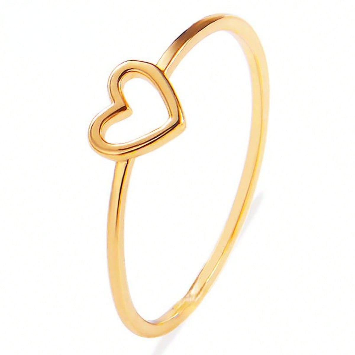 Минималистичное кольцо с полым сердцем, медное кольцо 6 золотой