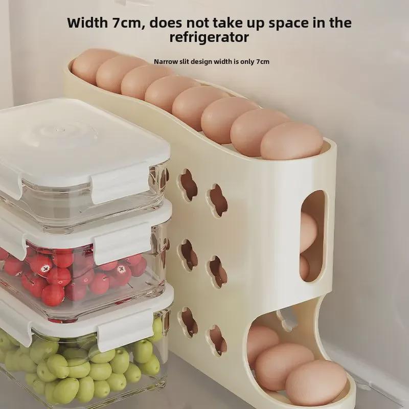 Multi-Layer Automatic Egg Storage Box for Refrigerator Door