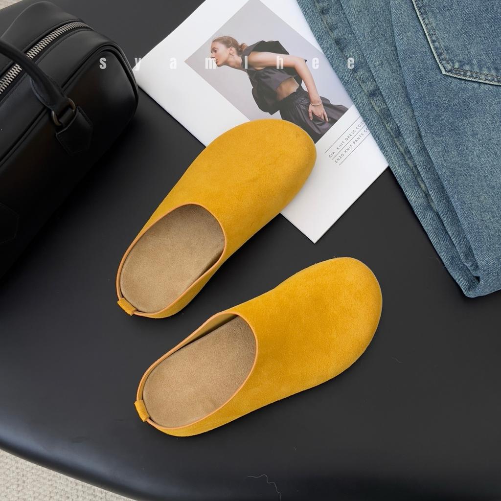 Leather  Summer New Lazy Tow Casual Lazy Tow Matte Soft Leather Women's Casual Shoes