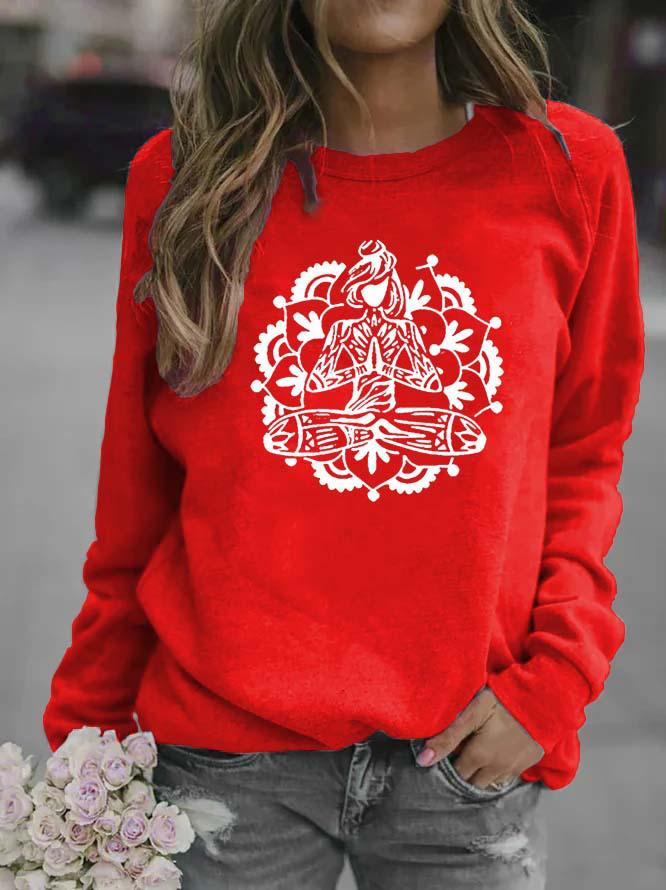 Women's Floral Print Round Neck Hoodie