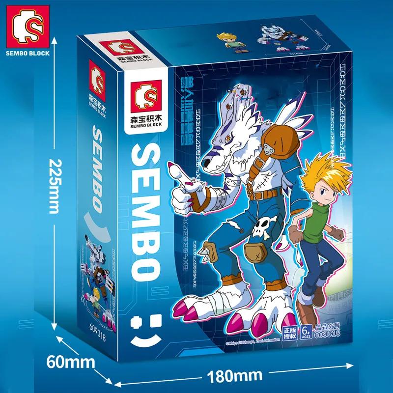 Non-Toxic Sembo Metal War Greymon Anime Building Blocks Action Figure Models Bricks Lighting Anime Kids Model Toy Doll Gifts With Dolls