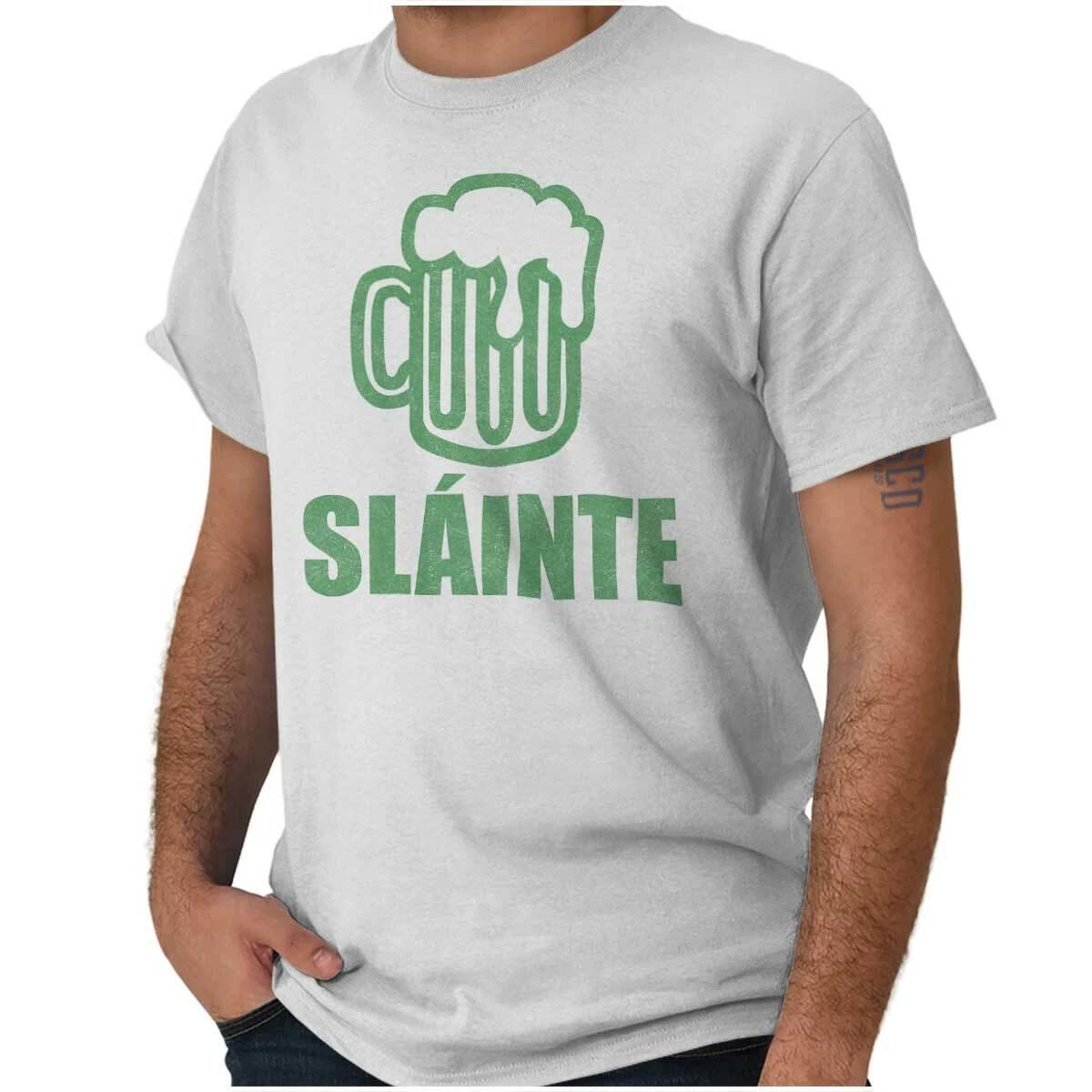 Slainte Irish Drinking Beer St Patricks Day Womens or Mens Crewneck T Shirt Tee M