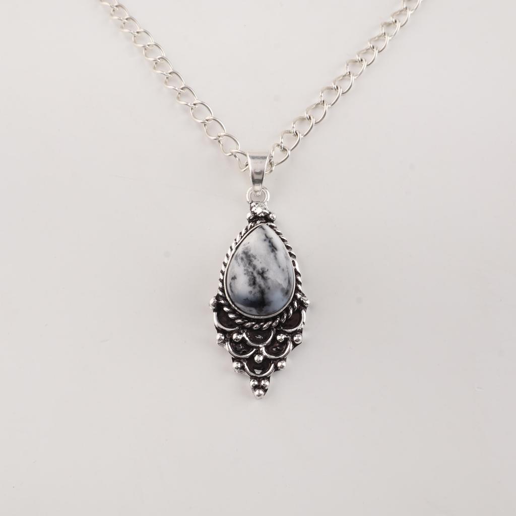 Dendritic Opal Gemstone 925 Sterling Silver Jewelry Pretty Pendant 1.5" For Her PP-70-28