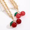 Fashionable Exaggeration Red Cherry Fruit Pendant Personalized Thick Chain Necklace For Women
