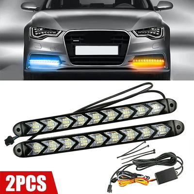2ks auto LED denní svícení flexibilní světlomet sekvenční tok žluté směrové světlo dekorativní dálková světla 12V